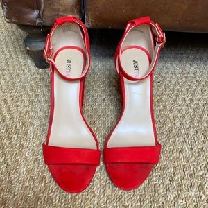 Red block heels